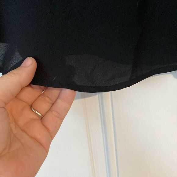 Loft Black Ruffle Sleeve and Waist Top Size Small - Picture 6 of 9